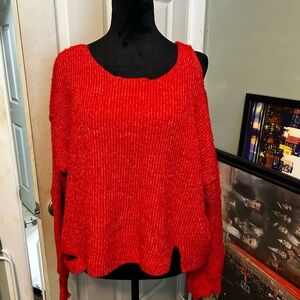 Wildfox Vibrant Red Off-the-Shoulder Sweater